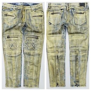 New ROBIN'S JEAN Racer Coated Slim Jeans SZ 40